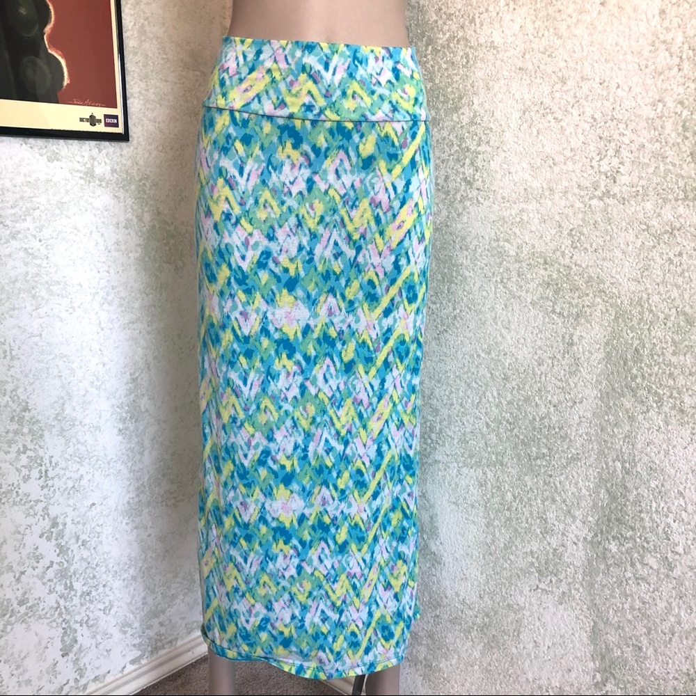 Funky blue and yellow maxi skirt juniors
